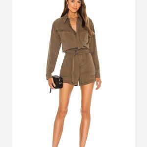 Pam and Gela Belted Utility Romper in Olive Size L